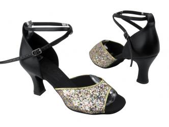 Dance shoes ladies Rainbow sparkle & black leather   